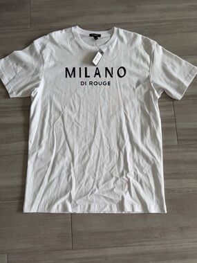 Milano Di Rouge Men's White Logo T-Shirt (Large)